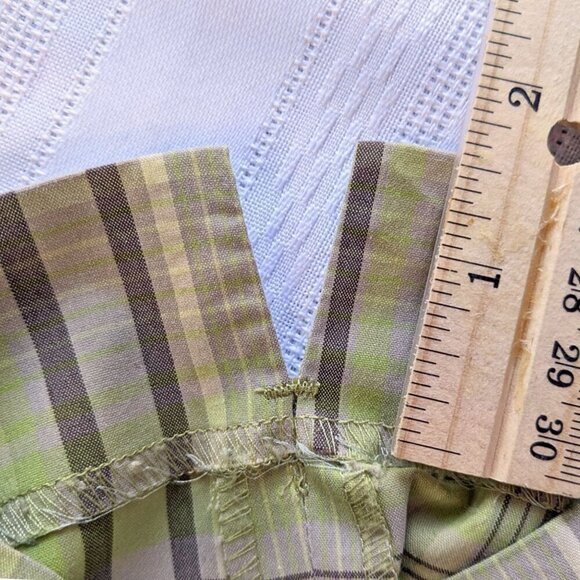 Vintage Late 90s ANN TAYLOR Green Candy Brigadoon Plaid Pedal Pusher Capri Sz 4P - Picture 5 of 6